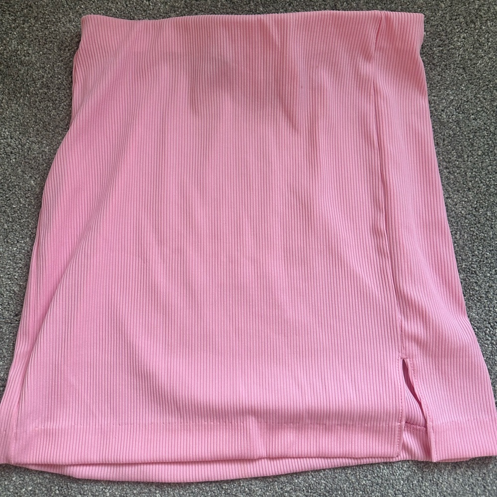 Pink Ribbed Mini skirt